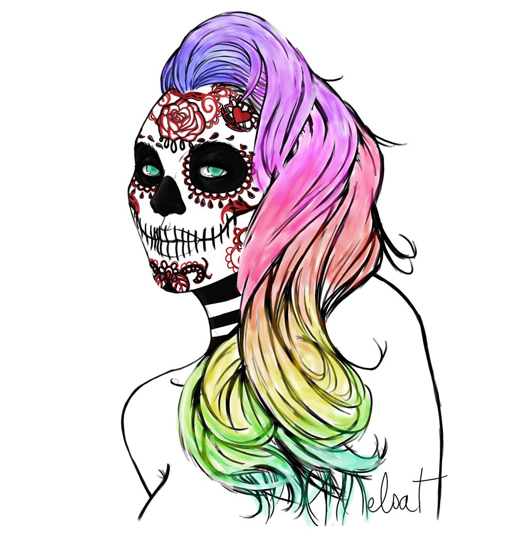 1024x1088 Sugar Skull Girl Drawing Sugar Skull Girl 2kikata Chan