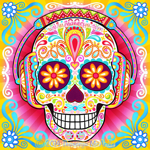 600x600 Sugar Skull Art Colorful Day Of The Dead Art By Thaneeya Mcardle