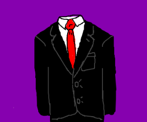 300x250 A Black Button Down Suit With Red Tie