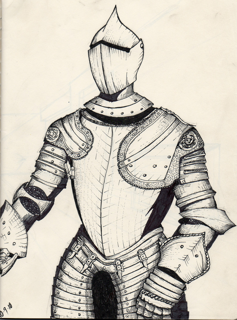 758x1024 Suit Armor Ink Drawing The Book