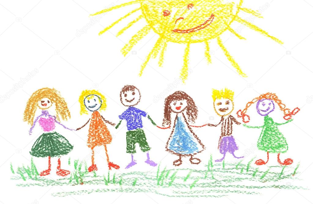 1023x668 Summer Day, Child's Drawing Stock Photo Elightshow