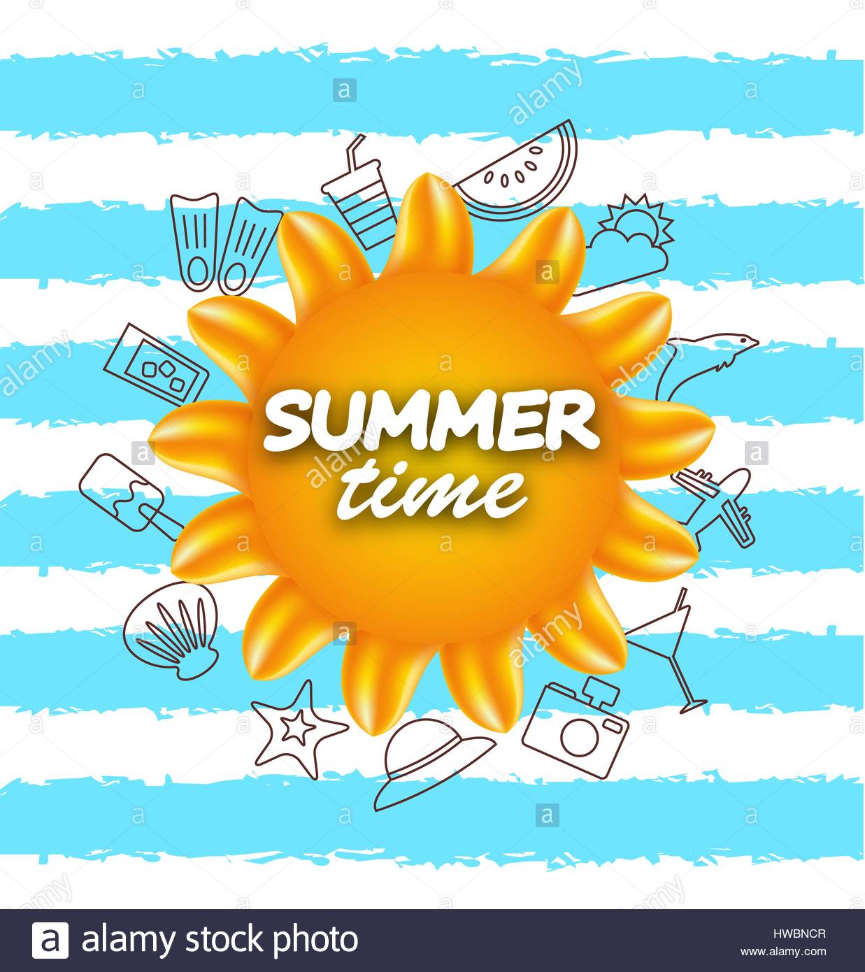 1237x1390 Banner For Summer Time Vacation Background With Hand Drawing