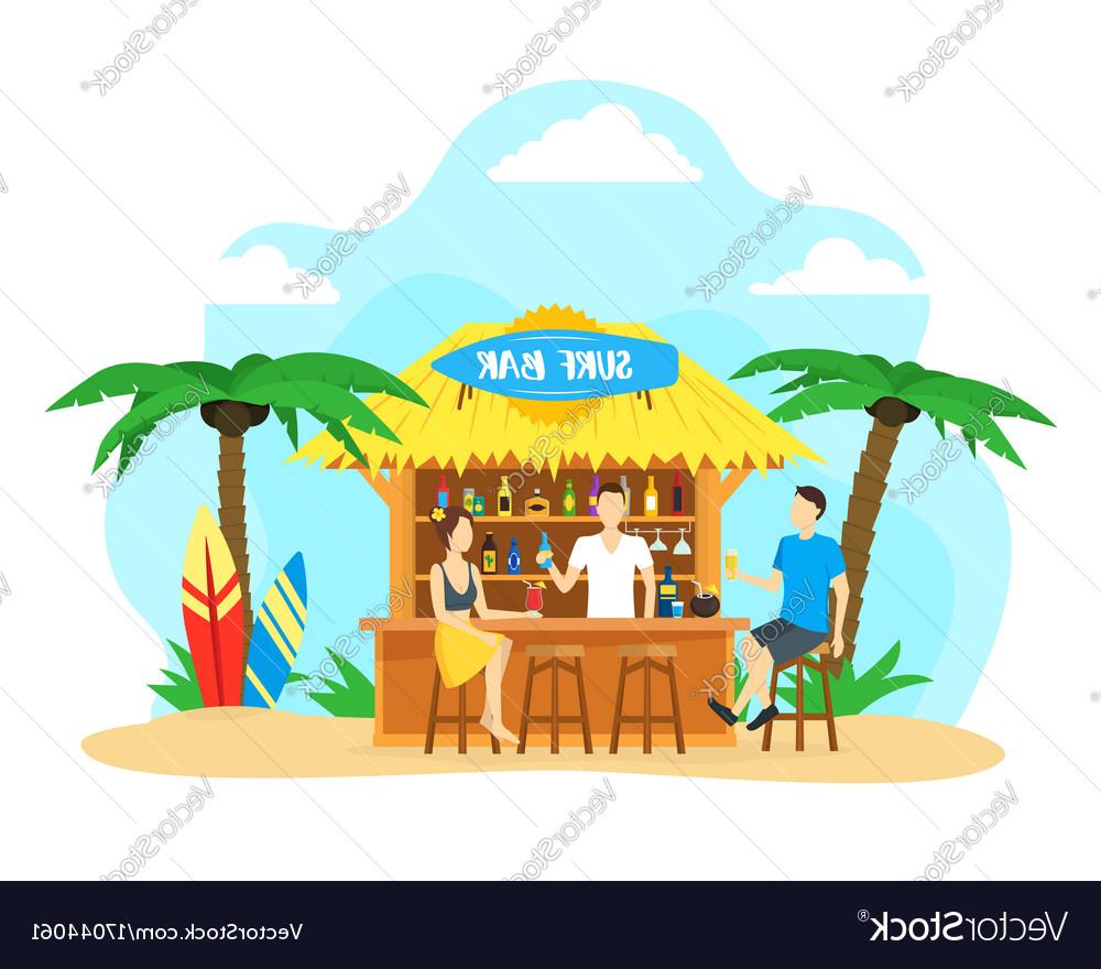 1000x880 Best 15 Cartoon Surf Beach Bar Summer Vacation Travel Vector
