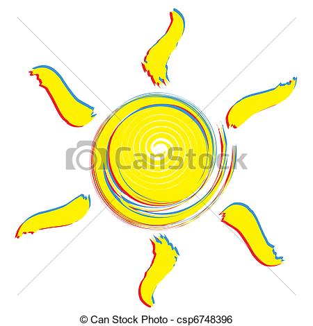 450x470 Sun Drawing. Sun With Beams. Abstract Illustration. Clip Art