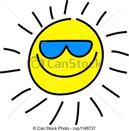 450x457 Cool Sun. Whimsical Drawing Of A Isolated Sun Wearing Stock