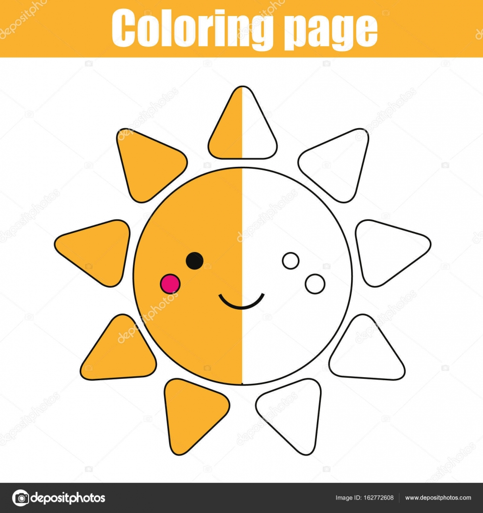 963x1024 Coloring Page With Cute Sun Character. Educational Game, Printable
