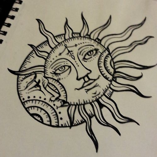 500x500 Sun Drawing Tattoo Moon Design Ink Tattoo Moon