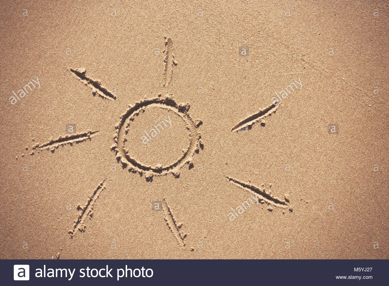 1300x956 Sun Drawing On Beach Sand Stock Photo, Royalty Free Image