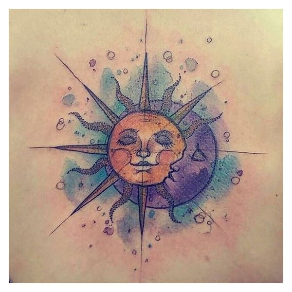 600x600 Watercolor Sun Amp Moon Tattoo
