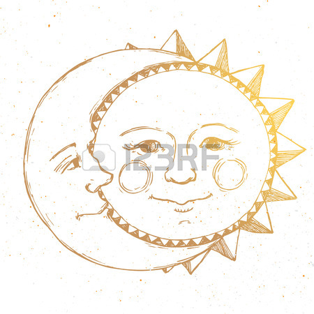 450x450 Beautiful Image With Nice Hand Drawn Sun And Moon Relationship