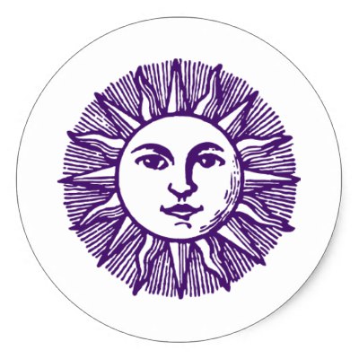 400x400 Vintage Sun Face Classic Round Sticker