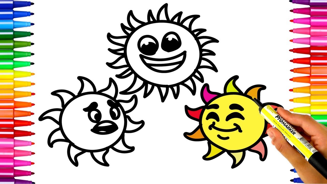 1280x720 How To Draw Funny Sun Kids Drawing And Coloring Videos Art