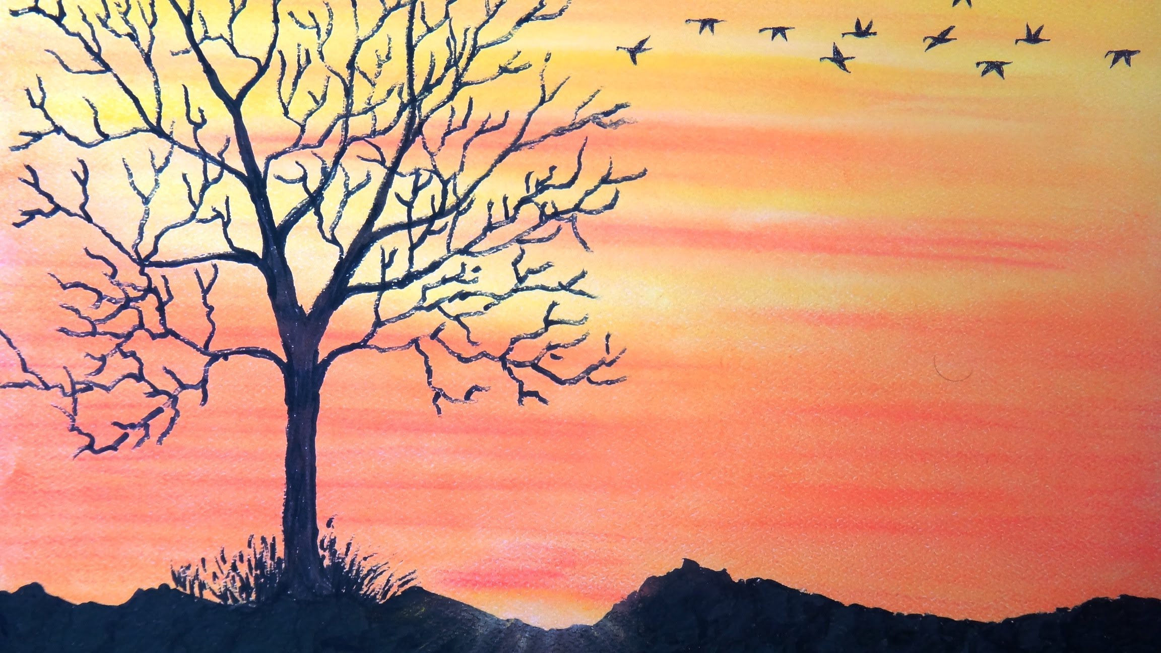 2304x1296 How To Draw Sunset With Pastel