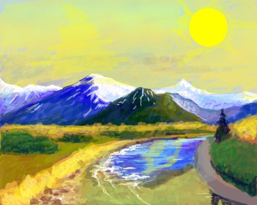 500x400 Sunny Day A Landscape Speedpaint Drawing By Michael