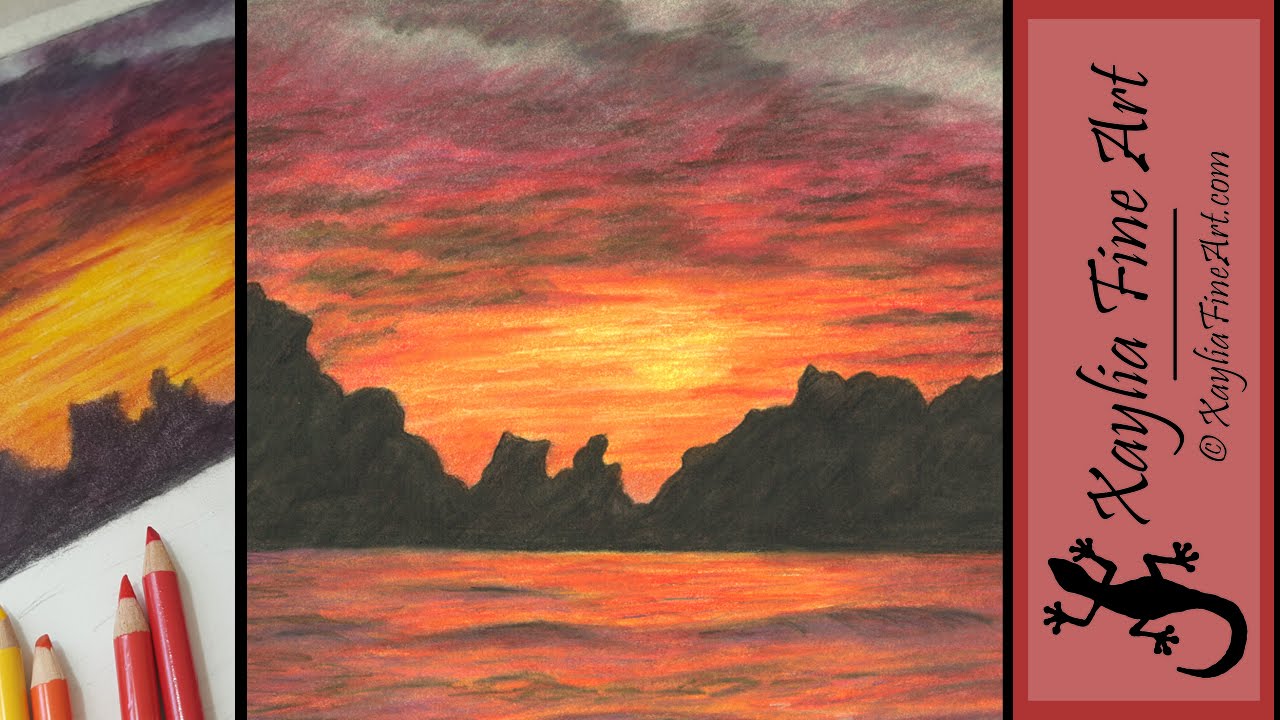 1280x720 Tutorial How To Draw A Sunset In Coloured Pencils