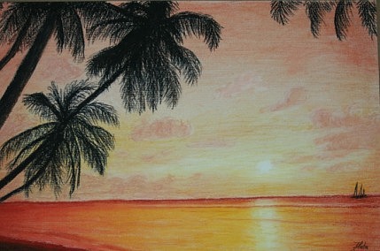 429x284 Sunset On The Beach Drawing By Zlata Bajramovic