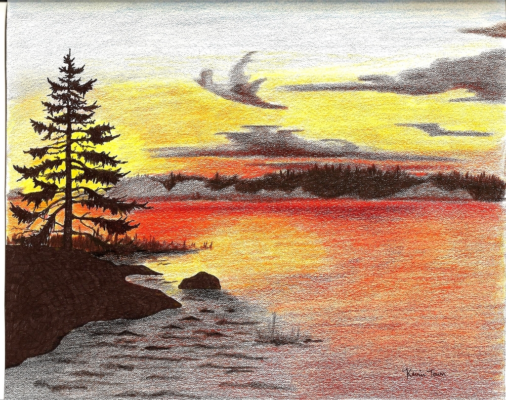 Sunset Drawing Color Pencil