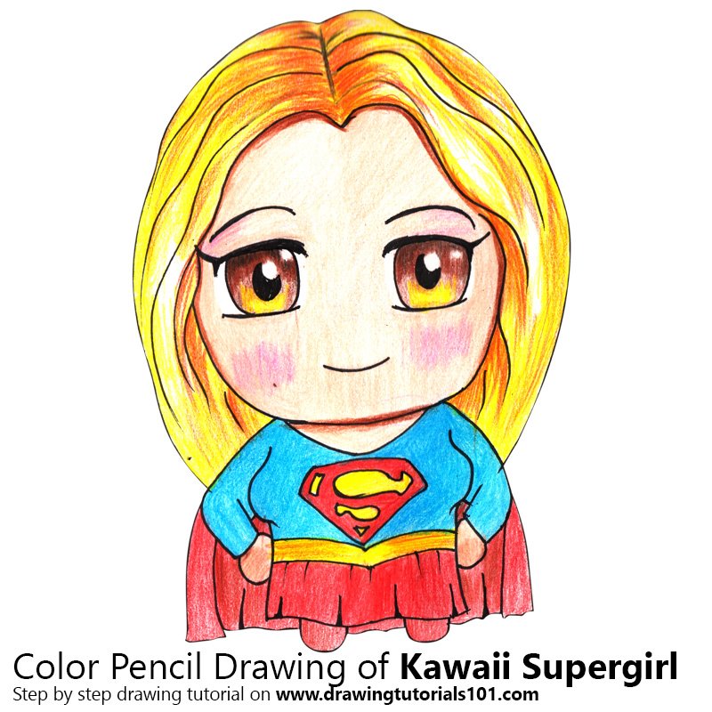 800x800 Kawaii Supergirl Colored Pencils