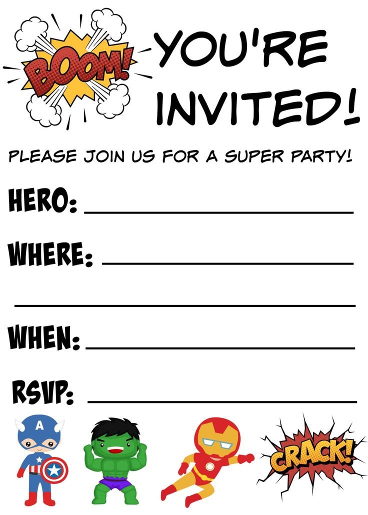 736x1030 Printable Birthday Invitations Superhero Party Invitation Template