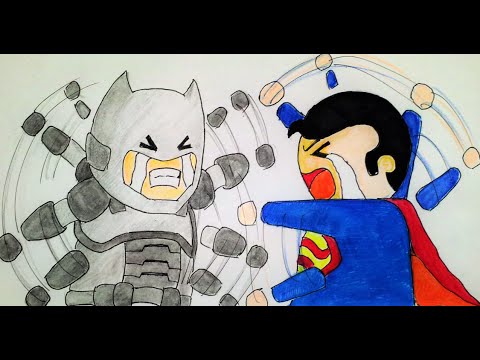 480x360 Batman V Superman Dawn Of Justice Fight Chibi Speed Drawing