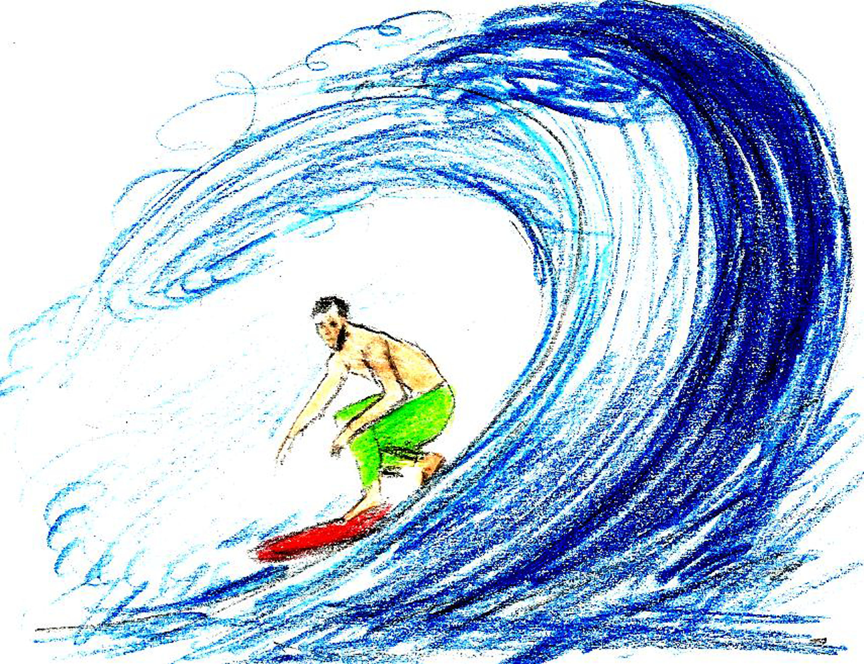 2880x2213 Surfing Drawing