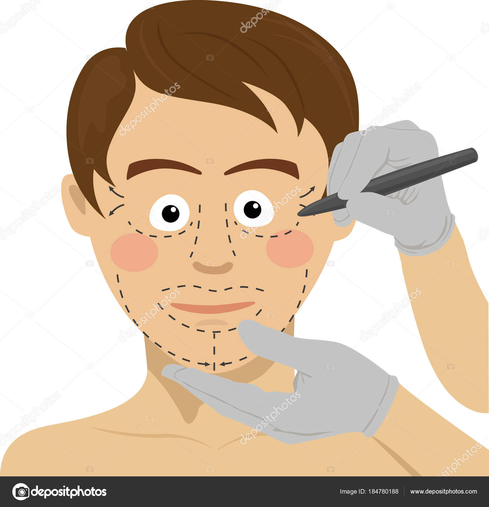 1600x1656 Surgeon Drawing Marks On Male Face. Plastic Surgery Concept