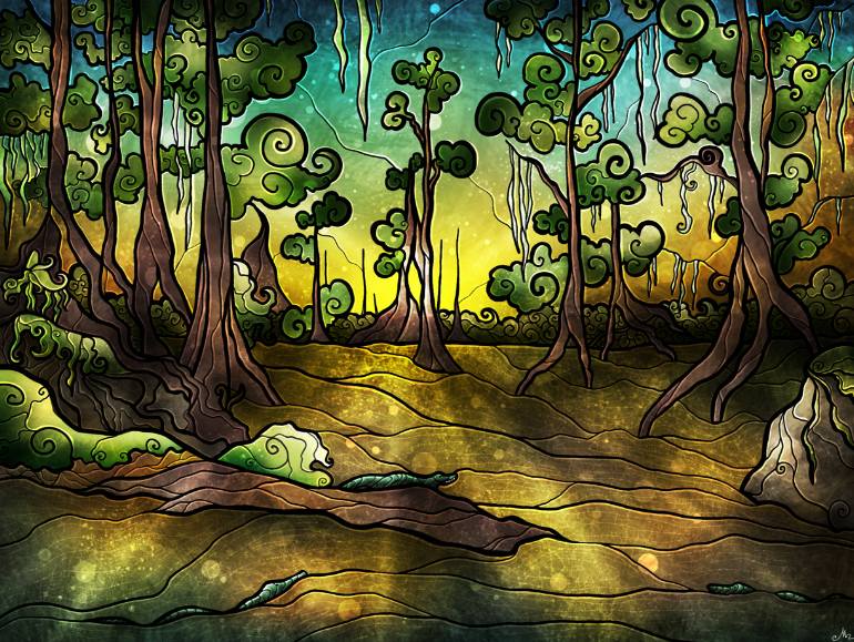 770x579 Saatchi Art Alligator Swamp Drawing By Mandie Manzano