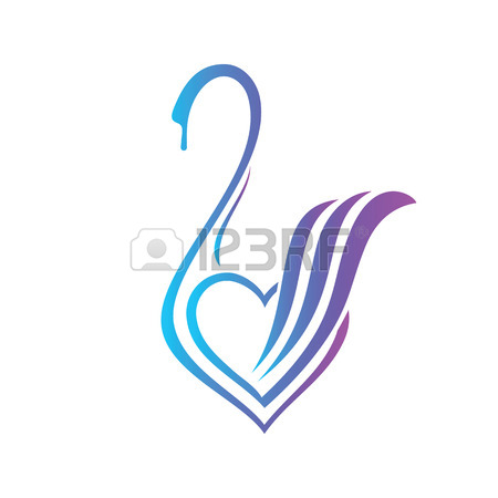 450x450 Linear Drawing A Swan For A Company Sign. Stylized Image