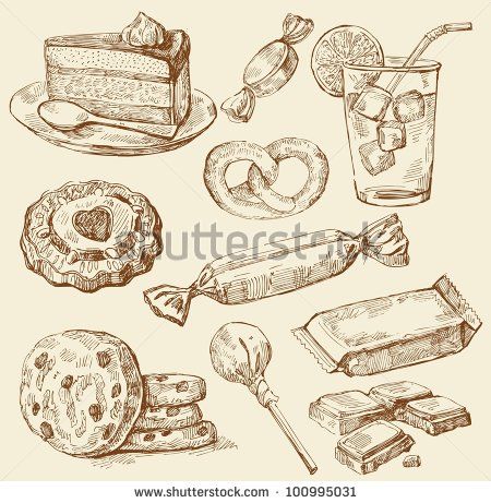450x461 Stock Vector Set Of Hand Drawn Sweets Drawings, Patterns