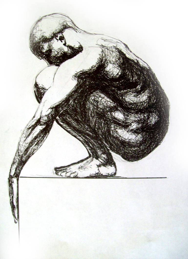 770x1061 Saatchi Art Swimmer Drawing By Eugen Bregu