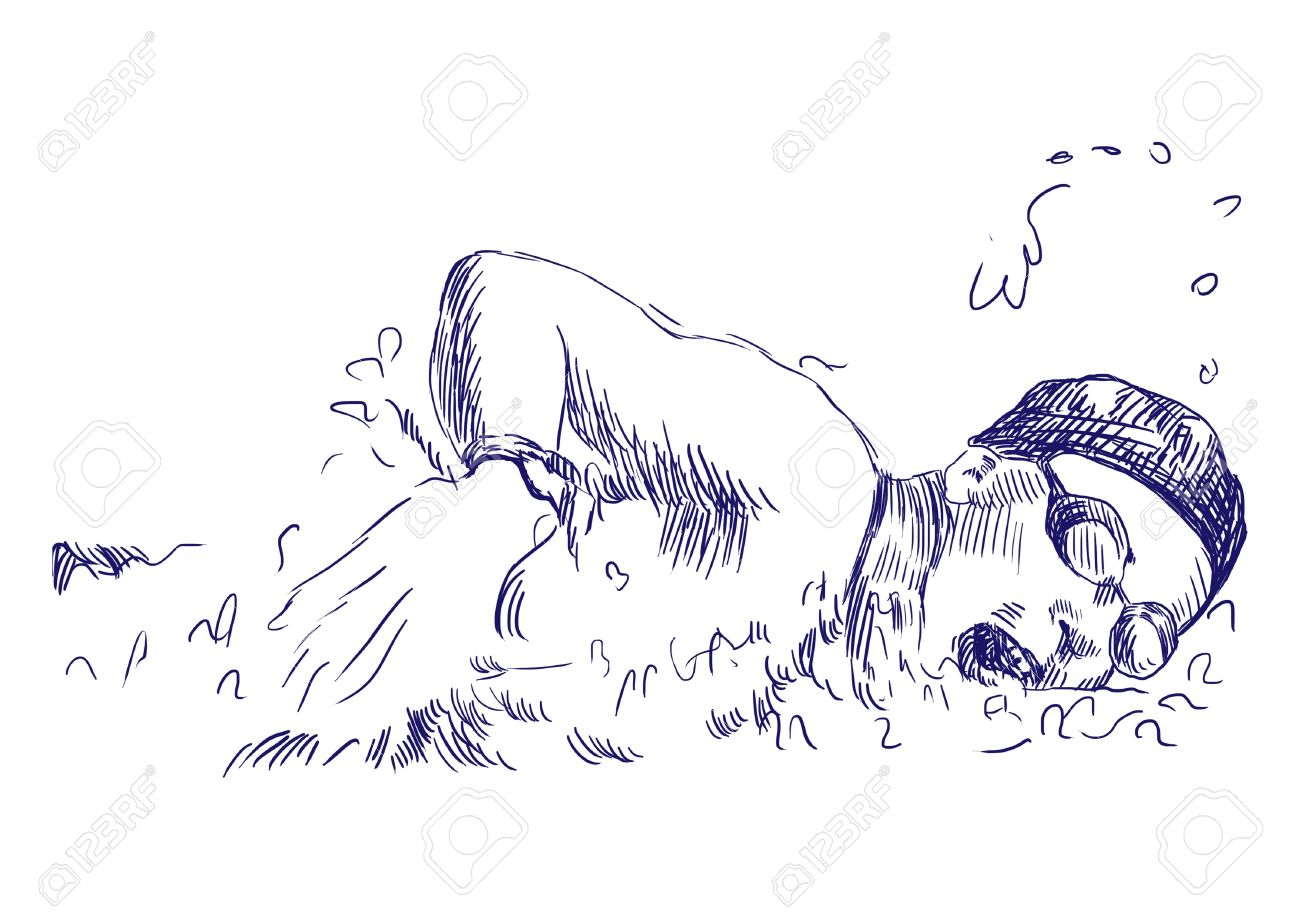 1300x919 Swimmer Drawing Stock Photo, Picture And Royalty Free Image. Image