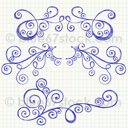 450x450 Hand Drawn Sketchy Swirl Ornaments Vector Illustration By Blue67