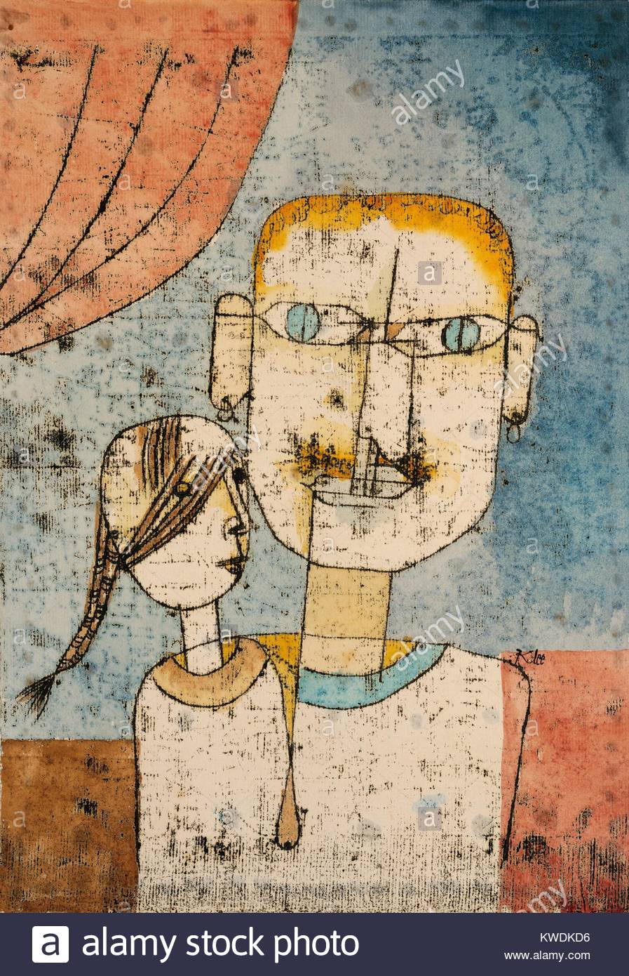 897x1390 Adam And Little Eve, By Paul Klee, 1921, Swiss Drawing, Watercolor