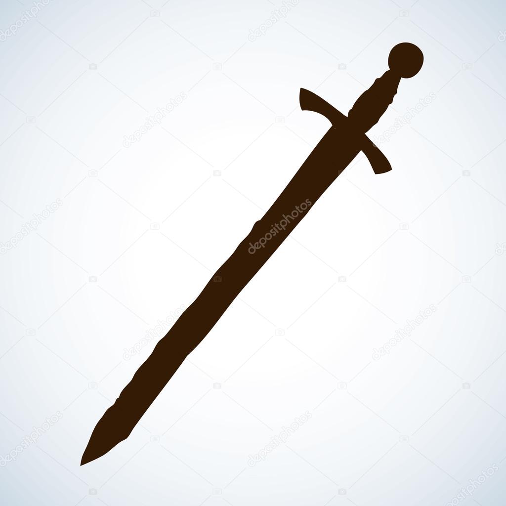 1024x1024 Old Sword. Vector Drawing Stock Vector Marinka