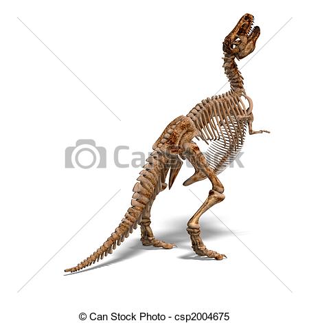 450x470 Rendering Of A T Rex Skeleton And Shaow Over White Stock