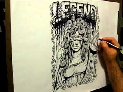 480x360 Time Lapse Hand Drawn Tshirt Design For Rise Records' Legend