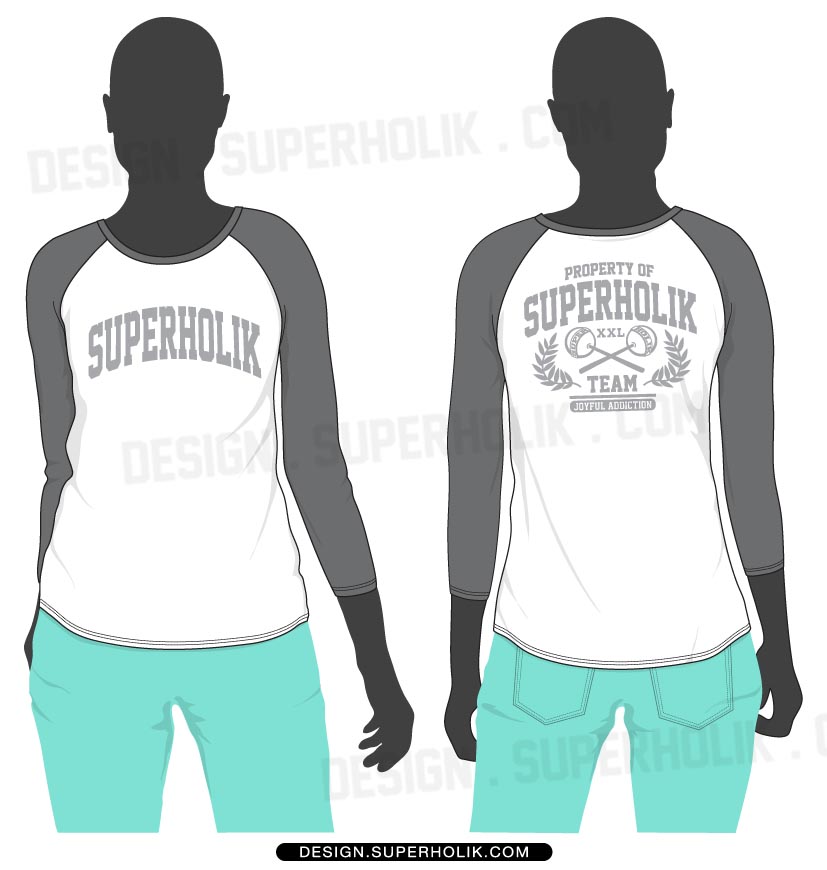 827x870 Women's 34 Raglan T Shirt Template Set Fashion Vector Templates