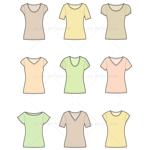 480x480 Women's T Shirt Fashion Flat Template Fashion Flats, Template