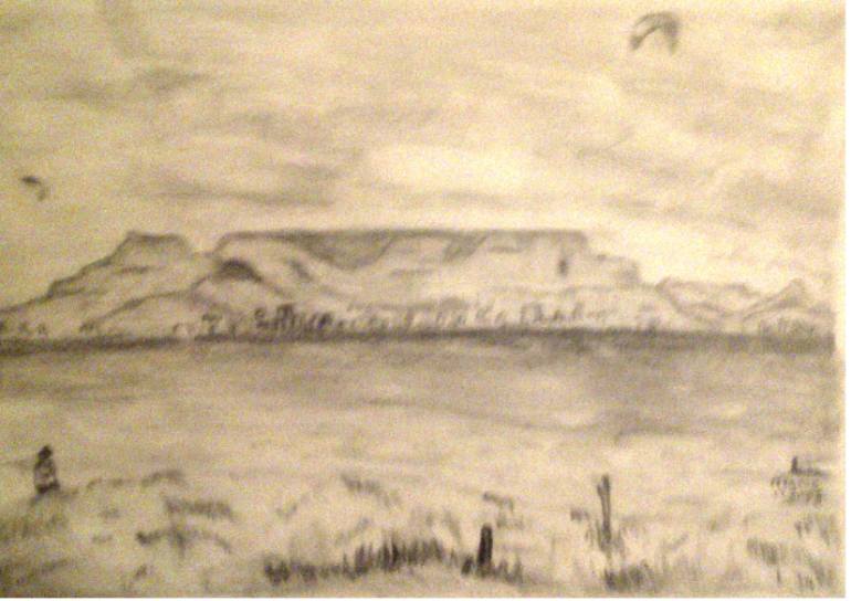 770x544 Saatchi Art Table Mountain South Africa Drawing By Hermanus Van