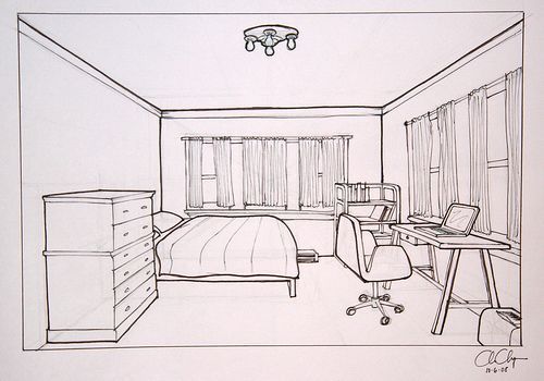 500x350 Objective Create A One Point Perspective Drawing Of Your Bedroom