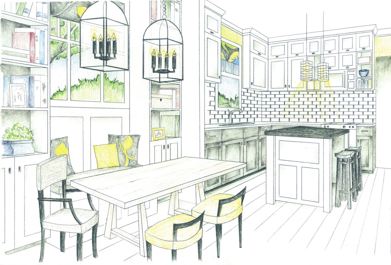 1537x1041 Dining Table Elevation Drawing