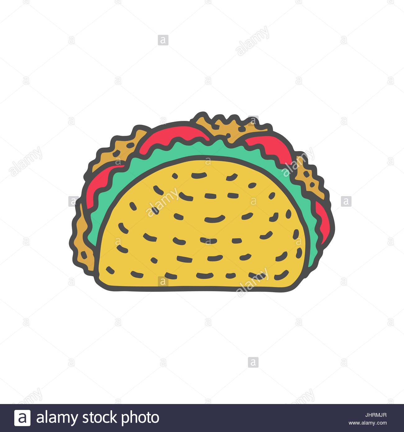 1300x1390 Taco Drawing Isolated. Mexican Fast Food. Food From Mexico Tacos