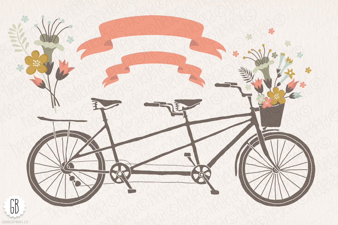 1160x772 Tandem Bicycle Flowers Wedding Card