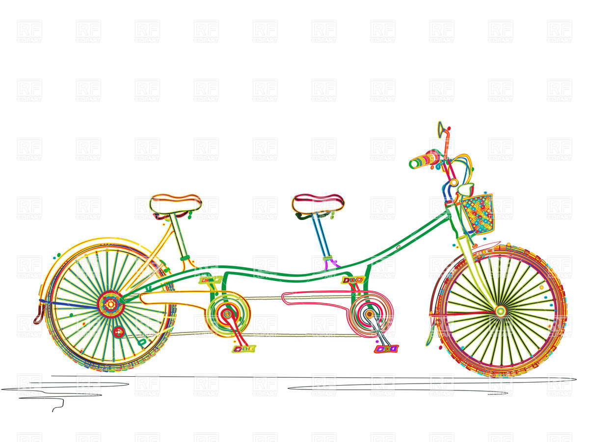 1200x900 Stylized Colored Tandem Bicycle Royalty Free Vector Clip Art Image