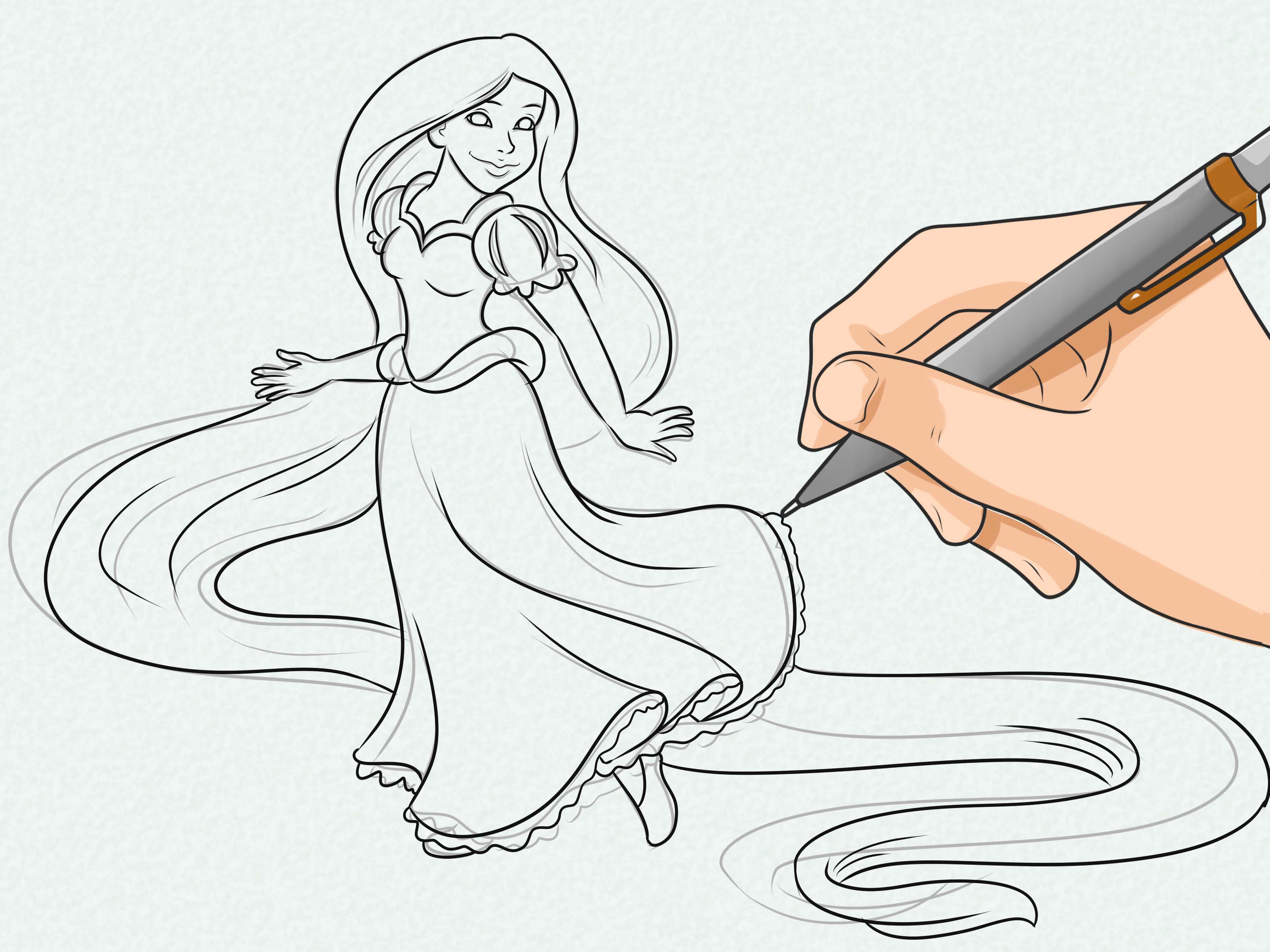 3200x2400 How To Draw Rapunzel 6 Steps (With Pictures)