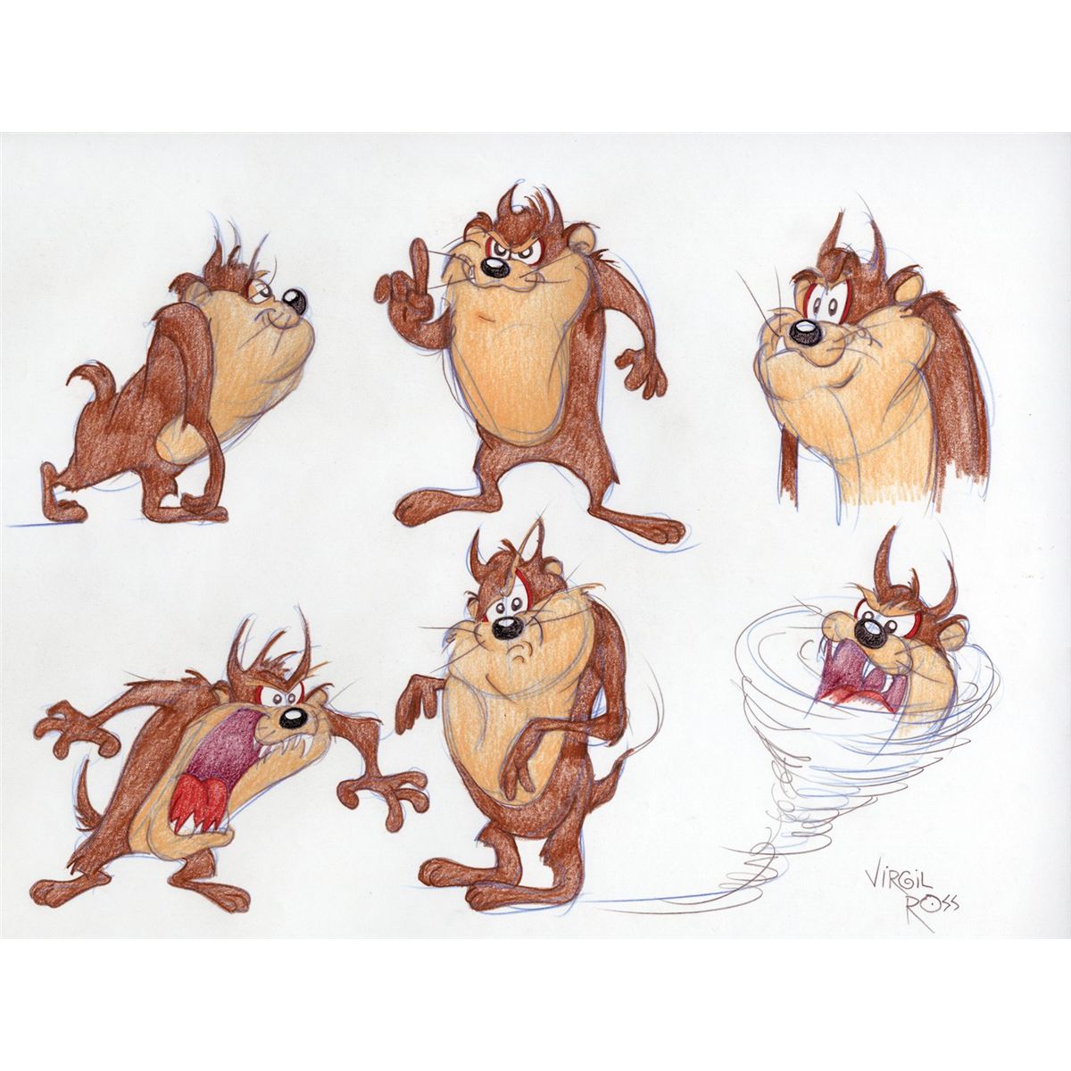 1200x1200 Tasmanian Devil Original Virgil Ross Drawing