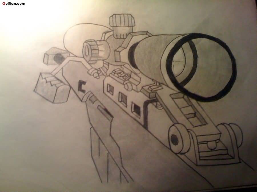 900x675 Trendy Army Sniper Gun Tattoo Drawing On Paper