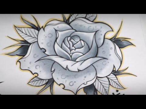 480x360 How To Draw A Rose Tattoo (Speed Drawing)