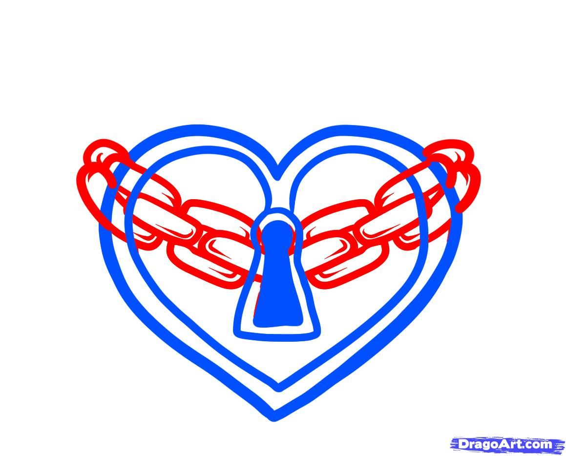 1159x934 How To Draw A Heart Lock, Heart Lock Tattoo Step 4 Super Dessin