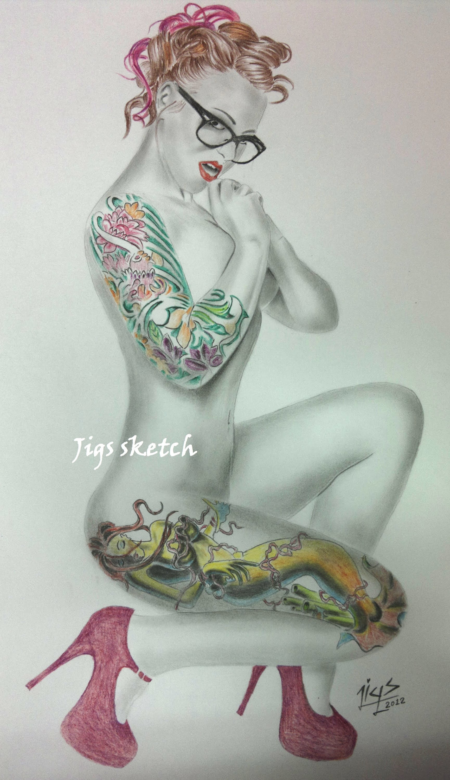1730x3000 Amazing Tattoo Girl Drawing By Jigs